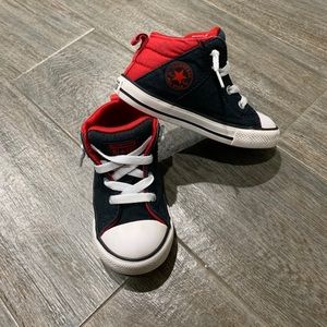 Black and Red Converse high tops